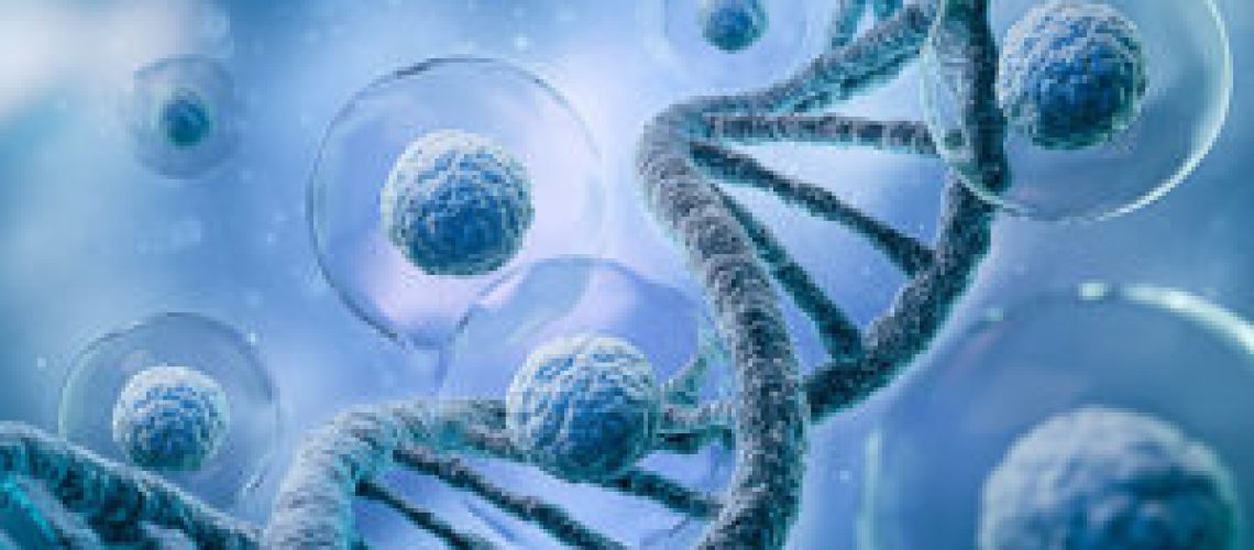 3d rendering of Human cell or Embryonic stem cell microscope background.